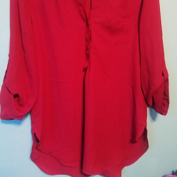 *SOLD* Mulberry/raspberry sheer 3/4 blouse - Picture 2 of 4